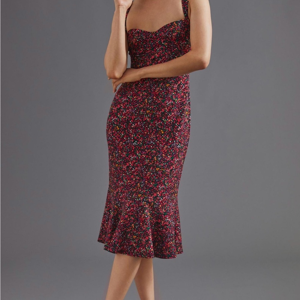 Floral Print Red Dress